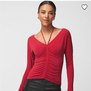 White House Black Market Red Ruched Fitted